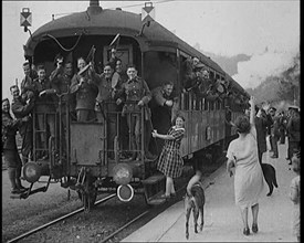 Allied Armies of Occupation Train Leaving the Station to Go Home, 1929. Creator: British Pathe Ltd.