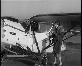 The Female Actor Ursula Jeans Climbing Into Her De Havilland Moth and Taking Off, 1929. Creator: British Pathe Ltd.