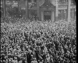 Large Crowd on the Streets of London Celebrating the Royal Wedding of the Duke of York and...1920. Creator: British Pathe Ltd.