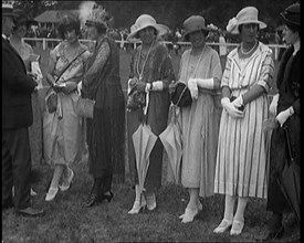 A Group of Female Civilians Dressed Glamorously at a Horse Racing Event, 1920. Creator: British Pathe Ltd.