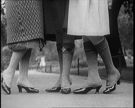 Close up Shot of Female Civilians Legs Wearing Wool Stockings, 1920. Creator: British Pathe Ltd.