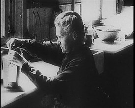 Marie Sklodowska Curie, the Famous Physicist and Chemist, in Her Laboratory, 1920. Creator: British Pathe Ltd.