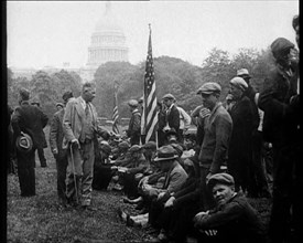 American Civilians Gathering in Front of the White House in Washington DC in a Demonstration, 1930. Creator: British Pathe Ltd.