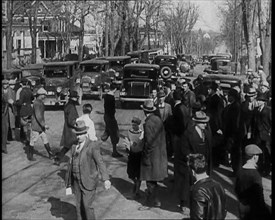 American Police Officers and Members of the Press on the Streets of New Jersey, 1930s. Creator: British Pathe Ltd.