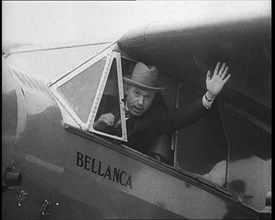 Marquis de Pinedo Sitting in His Plane 'Bellanca' , 1933. Creator: British Pathe Ltd.