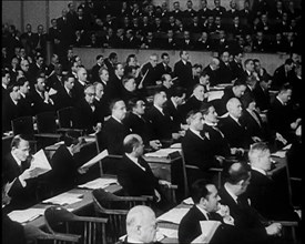Men Sitting in a Meeting at the League of Nations, 1933. Creator: British Pathe Ltd.
