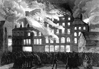 Destruction of Compton House, Church-Street, Liverpool, by fire, 1865. Creator: Unknown.