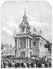 Earl de Grey and Ripon going from the Townhall at Burslem to open the Wedgwood Institute, 1869. Creator: Unknown.
