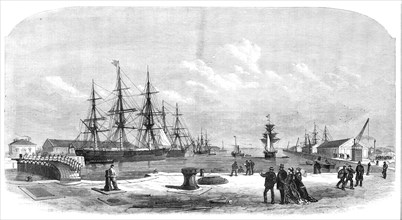 General view of the new docks a Millwall, 1868. Creator: Unknown.