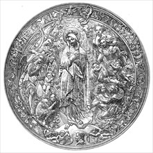 Gold repoussé medallion, by A. Vechte, 1869. Creator: Unknown.