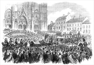 King Leopold II. entering the Church of St. Gudule, at Brussels..., 1865. Creator: Unknown.
