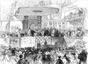 Opening of the South London Working Classes' Industrial Exhibition, Lambeth Baths, 1869. Creator: Unknown.