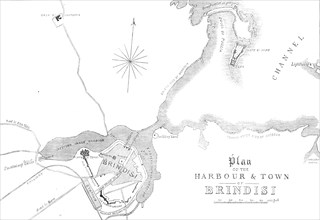 Plan of the harbour and town of Brindisi, 1869. Creator: Unknown.