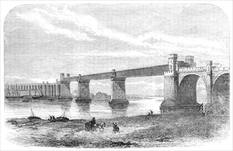 Railway bridge and viaduct at Runcorn, 1869. Creator: Unknown.