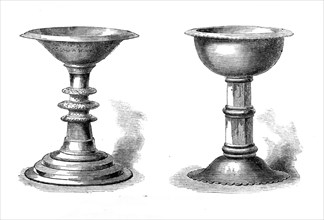 Relics from Abyssinia: gold and silver chalices, 1868. Creator: Unknown.