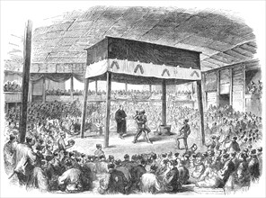 Sketches from Japan: wrestling at Osaka, 1868. Creator: Unknown.