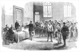 The Elections in France: electors voting at the polling-place in the Faubourg St. Antoine, 1869. Creator: Unknown.