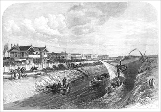The Isthmus of Suez Maritime Canal: Ismailia and the fresh-water canal, 1869. Creator: Unknown.