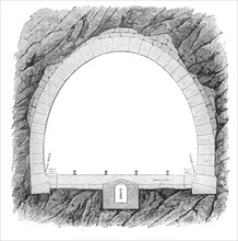 The new overland route to India and the railway tunnel of the Alps:...section of the tunnel, 1869. Creator: Unknown.