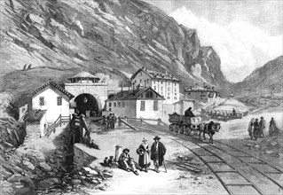 The new overland route to India: the tunnel railway tunnel under Mont Cenis - south end...,1869. Creator: Unknown.