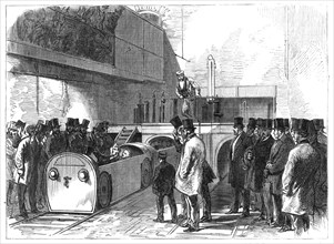 The Pneumatic Despatch Tube: the Holborn end of the Tube on the opening day, 1865. Creator: Unknown.