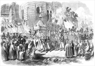 The Prince and Princess of Wales in Egypt: procession of the Holy Carpet at Cairo, 1869. Creator: Unknown.