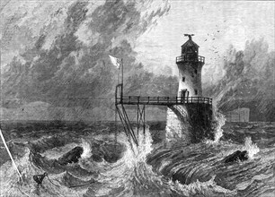 The Roman Rocks Lighthouse, Simon's Bay, Cape of Good Hope, 1869. Creator: Mason Jackson.