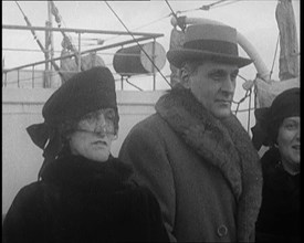 Emma Asquith, Countess of Oxford and Asquith on Deck of a Ship, 1921. Creator: British Pathe Ltd.