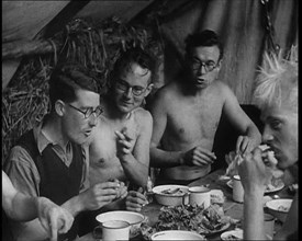 Men Eating Under a Canopy, 1933. Creator: British Pathe Ltd.