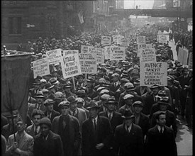 American anti-fascists Marching and Holding Signs, 1933. Creator: British Pathe Ltd.