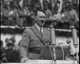 Adolf Hitler Giving a Speech, 1930s. Creator: British Pathe Ltd.