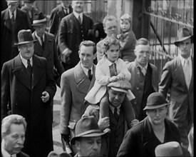 Crowd Walking Down a Pavement, 1930s. Creator: British Pathe Ltd.