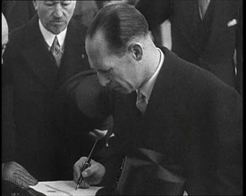 George II, King of the Hellenes Writing Something, 1930s. Creator: British Pathe Ltd.