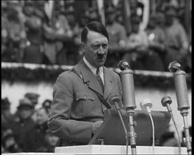 Adolf Hitler Giving a Speech, 1930s. Creator: British Pathe Ltd.