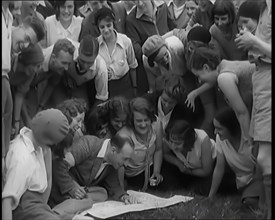 A Large Group of Hikers Setting Off for a Walk in the Countryside, 1931. Creator: British Pathe Ltd.