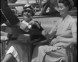 Two Female Civilians on the Deck of a Cruise Liner at Sea, 1931. Creator: British Pathe Ltd.