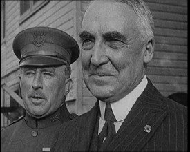 United States Senator from Ohio and Presidential Candidate Warren Harding Stopping for..., 1920. Creator: British Pathe Ltd.