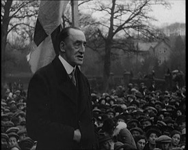 Edward Carson, Baron Carson, an Irish Unionist Politician, Speaking to a Crowd, 1921. Creator: British Pathe Ltd.