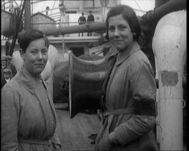 Women On board a Large Ship. They Are Emigrating, 1920. Creator: British Pathe Ltd.