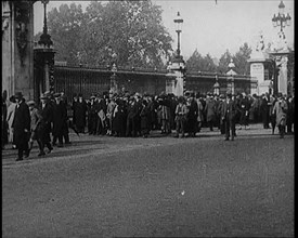 A Crowd of People Standing Outside Buckingham Palace as a New Government is Formed, 1924. Creator: British Pathe Ltd.