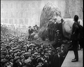 Crowds Gathering in Trafalgar Square, London, During a Demonstration About Unemployment, 1922. Creator: British Pathe Ltd.