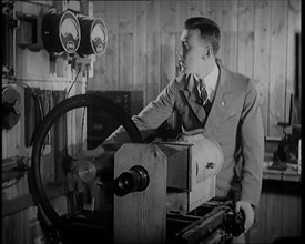 Scottish Engineer and Television Innovator John Logie Baird Testing Television Trans..., 1920s. Creator: British Pathe Ltd.