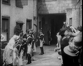 Scene from the Feature Film 'Nelson': Crowds of Actors in Period Costume Being..., 1920s. Creator: British Pathe Ltd.