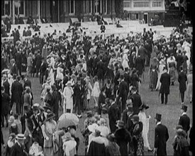 Crowds of Wealthy British Civilians at the Ascot Race Course Wearing the Latest Fashions, 1922. Creator: British Pathe Ltd.