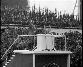 Adolf Hitler Waving to a Large Crowd, 1930s. Creator: British Pathe Ltd.