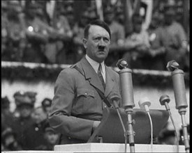 Adolf Hitler Giving a Speech, 1930s. Creator: British Pathe Ltd.