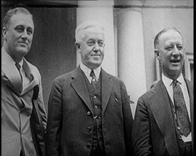 Close up of Franklin D. Roosevelt Standing on Crutches Besides Democrat Al Smith and Another...,1924 Creator: British Pathe Ltd.