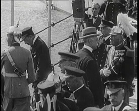 A Seaplane (flying boat) Landing in Spain as King Alfonso XIII of Spain Watches, 1926. Creator: British Pathe Ltd.