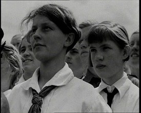 Hitler Youth Listening to a Speech, 1930s. Creator: British Pathe Ltd.