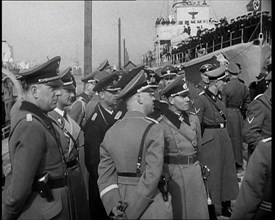 Erwin Rommel with German Officers on a Warship, 1930s. Creator: British Pathe Ltd.